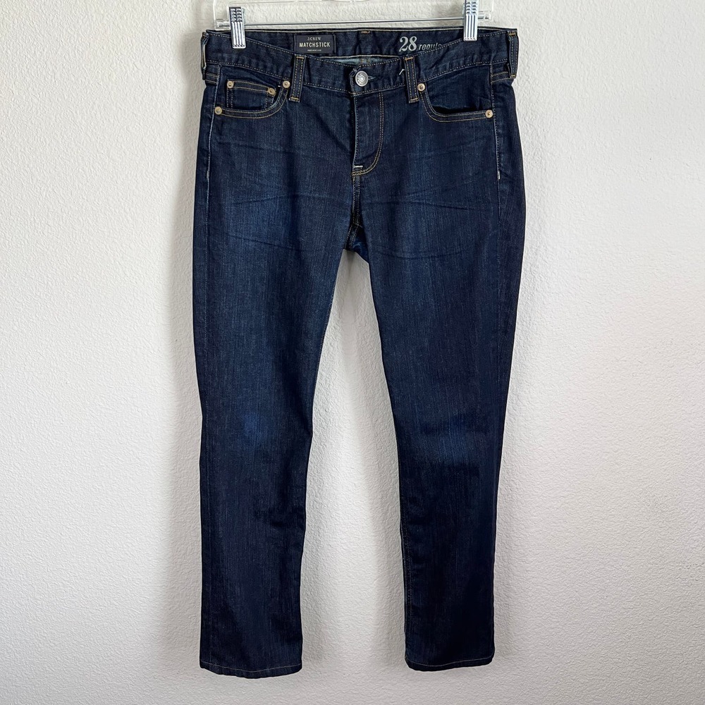 J. Crew Matchstick Jeans Women's 28 Slim Straight Leg Low Rise Dark Wash Stretch